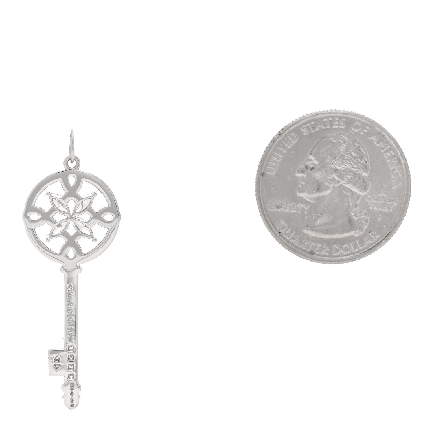 Tiffany Platinum Diamond Victoria Round Key Pendant 2 of 4