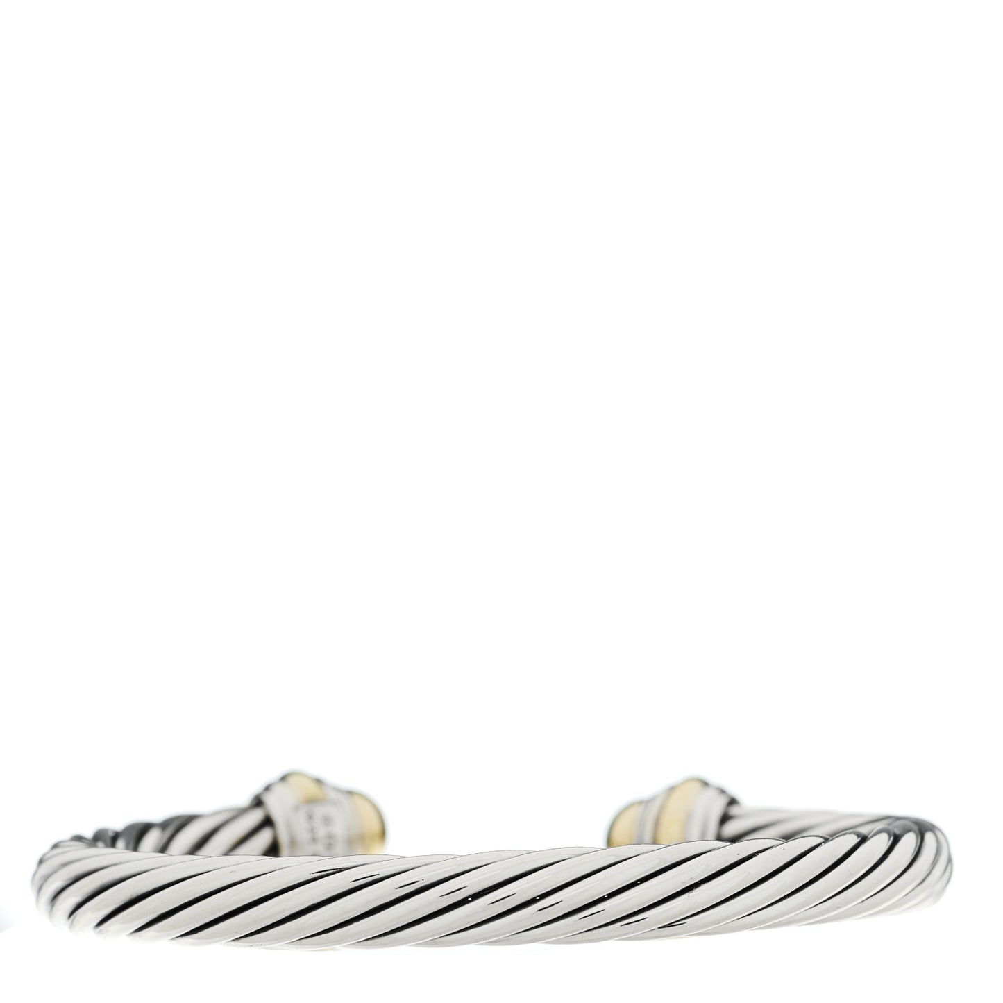 Sterling Silver 14K Yellow Gold 7mm Cable Classics Dome Bracelet
