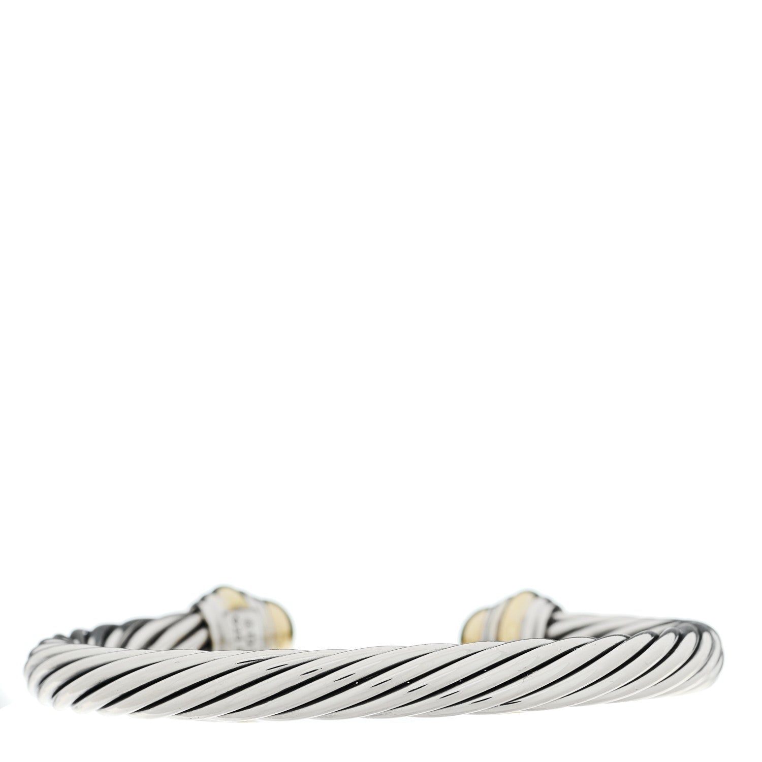 David Yurman Sterling Silver 14K Yellow Gold 7mm Cable Classics Dome Bracelet 2 of 3
