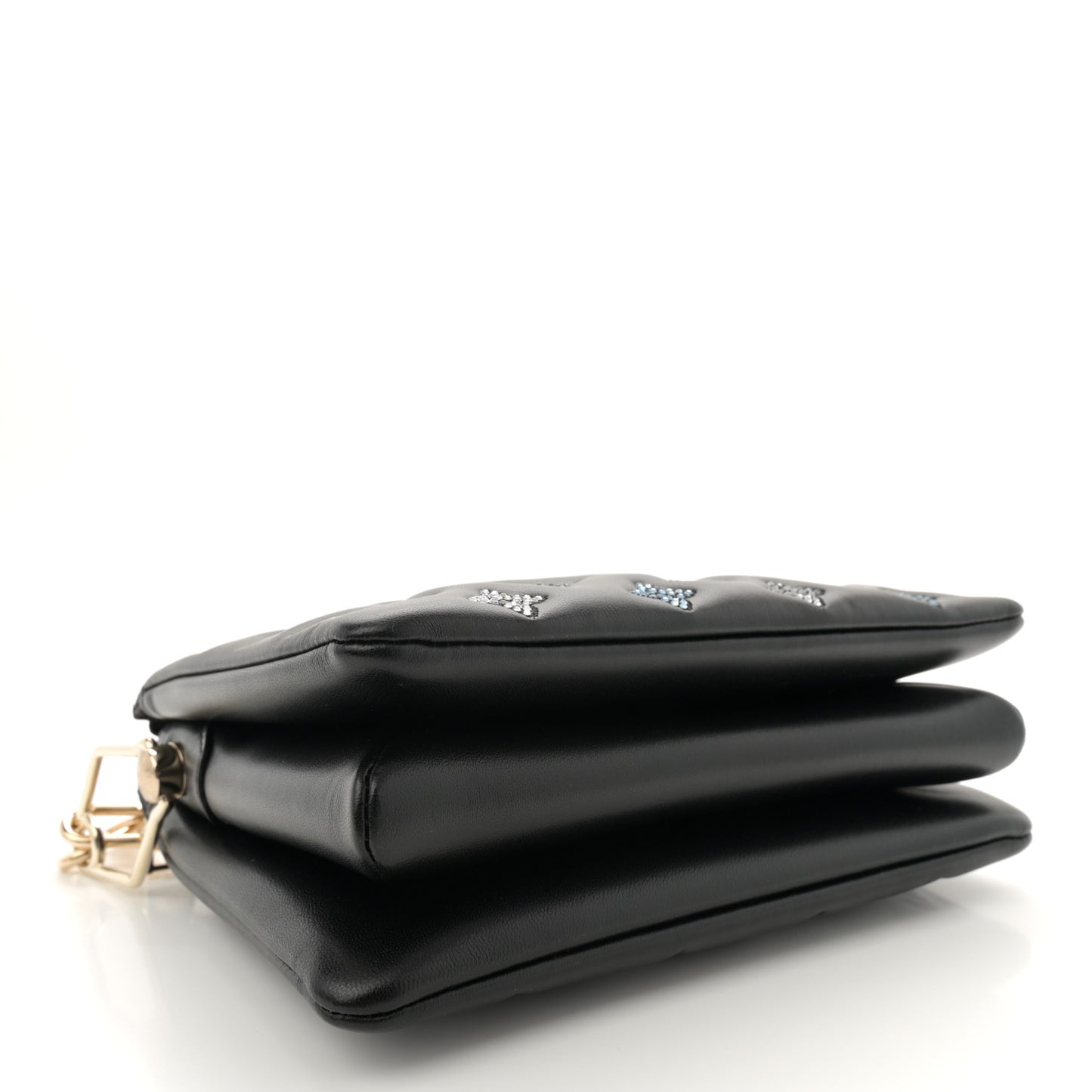 Lambskin Swarovski Crysta Embossed Monogram Coussin BB Black