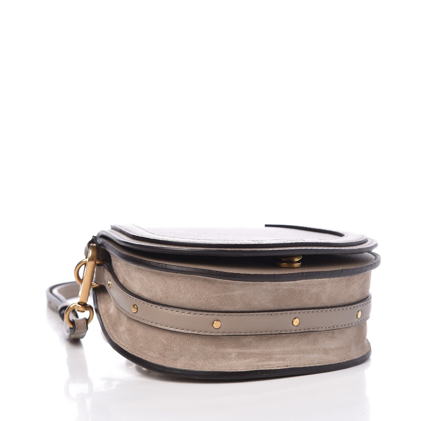 Calfskin Suede Small Nile Bracelet Bag Motty Grey