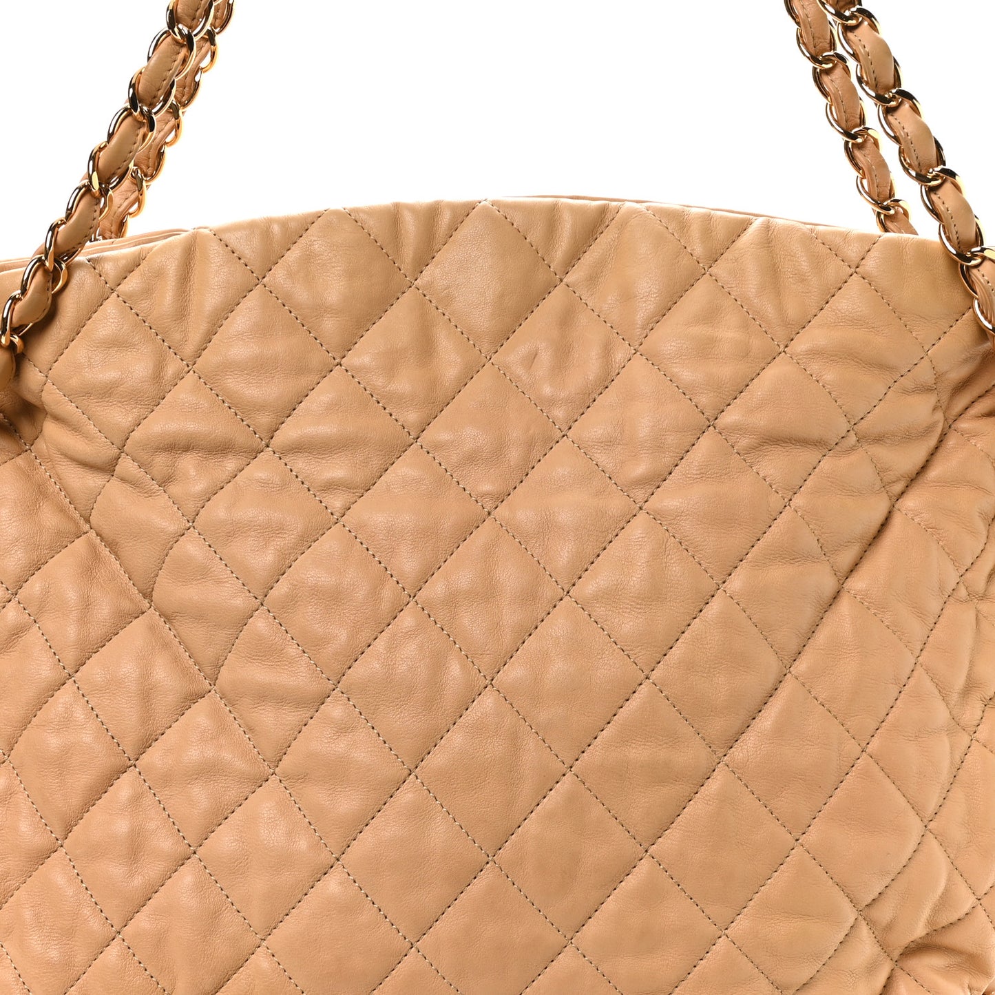 Calfskin Quilted Large Chain Me Hobo Beige