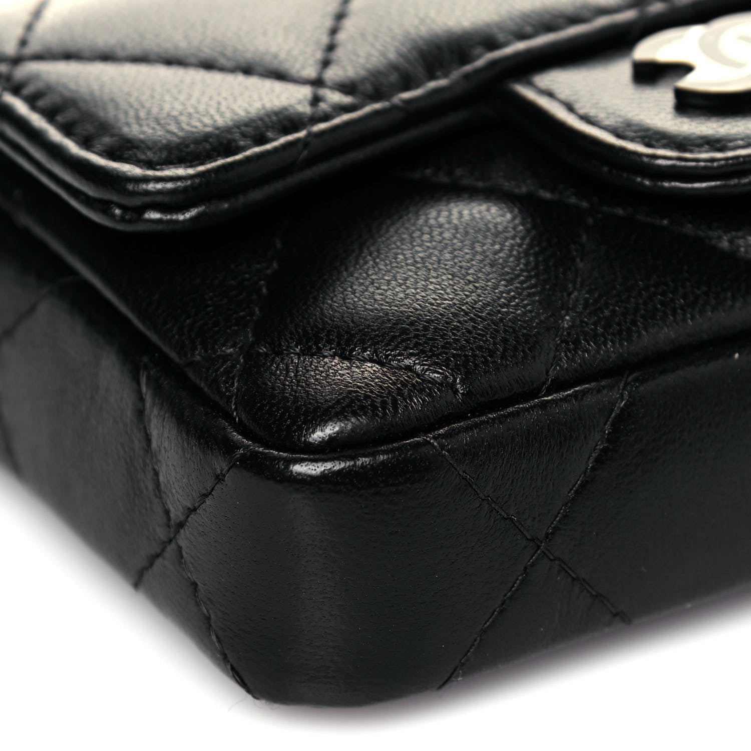 Chanel Lambskin Quilted Mini Chain Belt Bag Black 9 of 13
