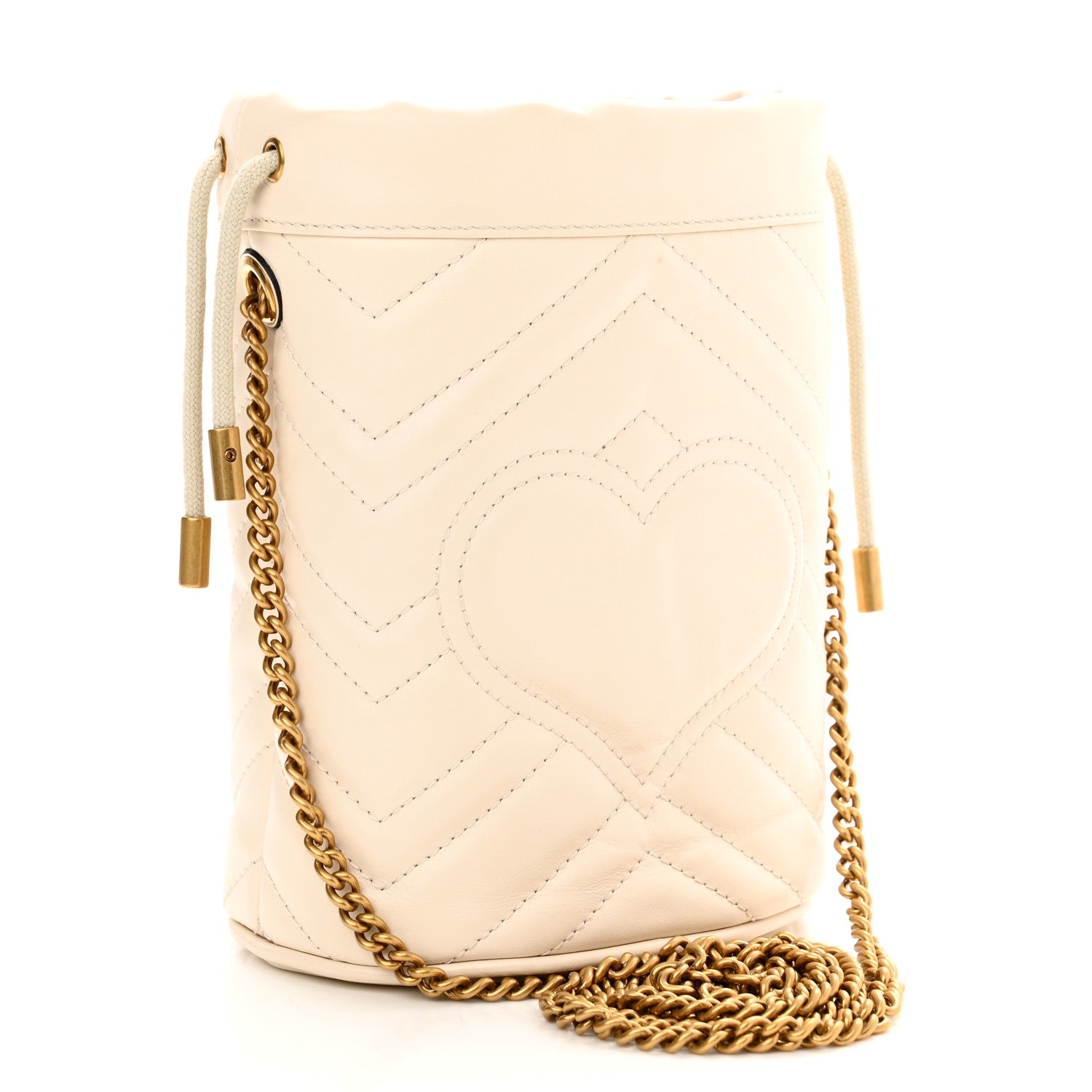Gucci Calfskin Matelasse Mini GG Marmont 2.0 Bucket Bag White 3 of 11