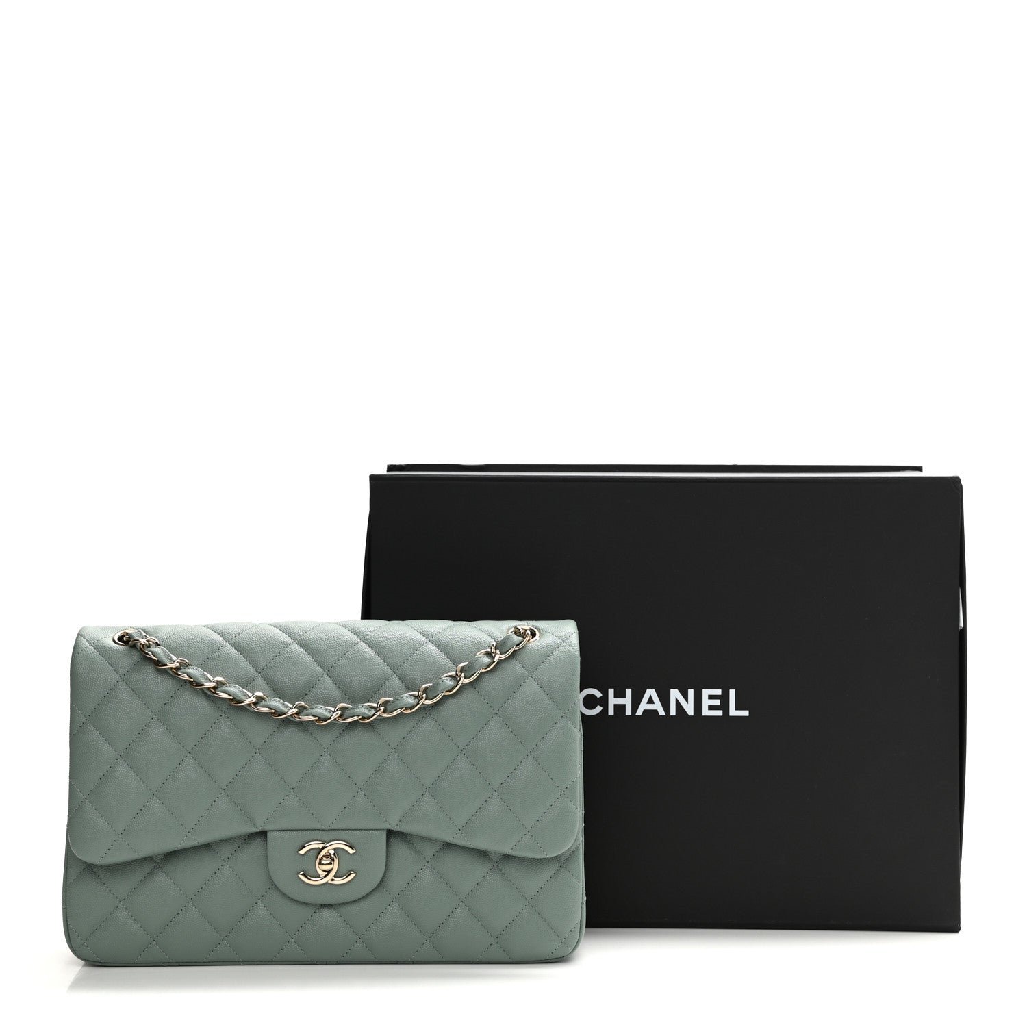 Chanel Caviar Quilted Jumbo Double Flap Dark Green 11 of 11