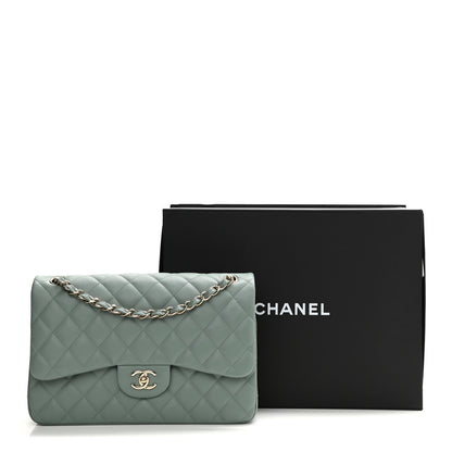 Chanel Caviar Quilted Jumbo Double Flap Dark Green 11 of 11