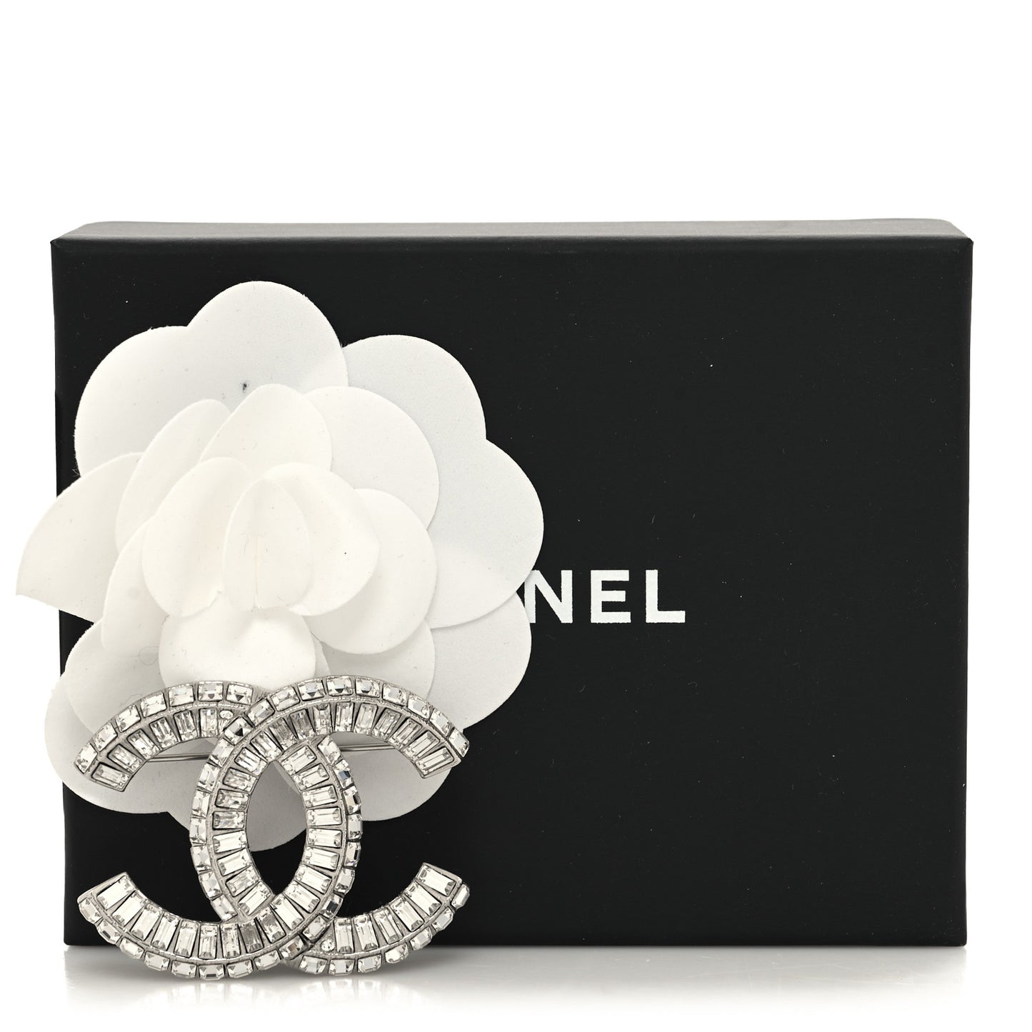 Baguette Crystal CC Brooch Silver