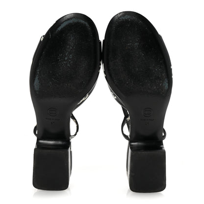 Chanel Printed Lambskin CC Slingback Sandals 41 Black White 6 of 8