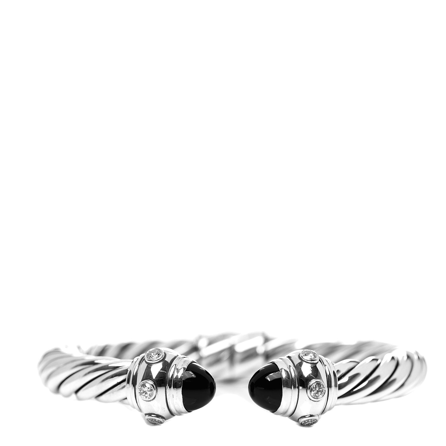 Sterling Silver Diamond Black Onyx 8.5mm Cable Renaissance Bracelet
