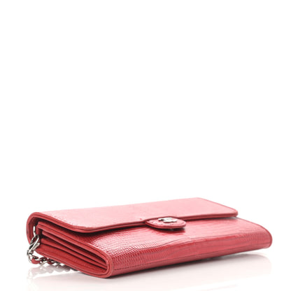 Chanel Lizard Wallet On Chain WOC Red 3 of 13