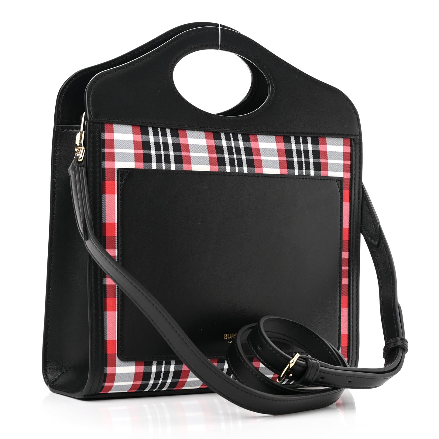 Calfskin Nylon Tartan Mini Pocket Bag Bright Red