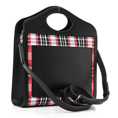 Burberry Calfskin Nylon Tartan Mini Pocket Bag Bright Red 3 of 9