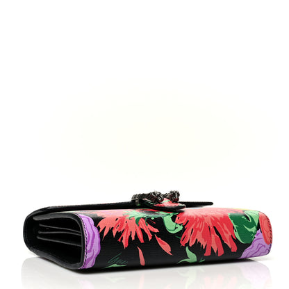 Gucci X KEN SCOTT New Shangai Calfskin Jenny Floral Print Mini Dionysus Chain Wallet Black Pink 4 of 9