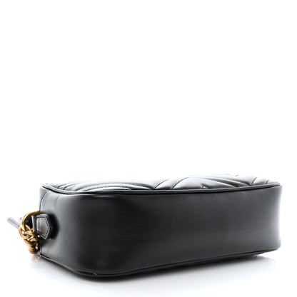Gucci Calfskin Matelasse Small GG Marmont Chain Shoulder Bag Black 4 of 15