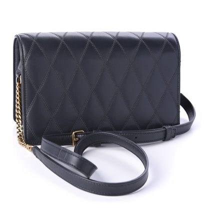 Saint Laurent Lambskin Diamond Quilted Monogram Angie Chain Bag Dark Smog 3 of 11