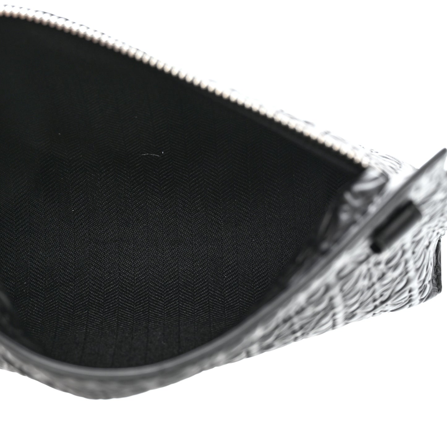 Calfskin Embossed Medium Repeat T Pouch Black