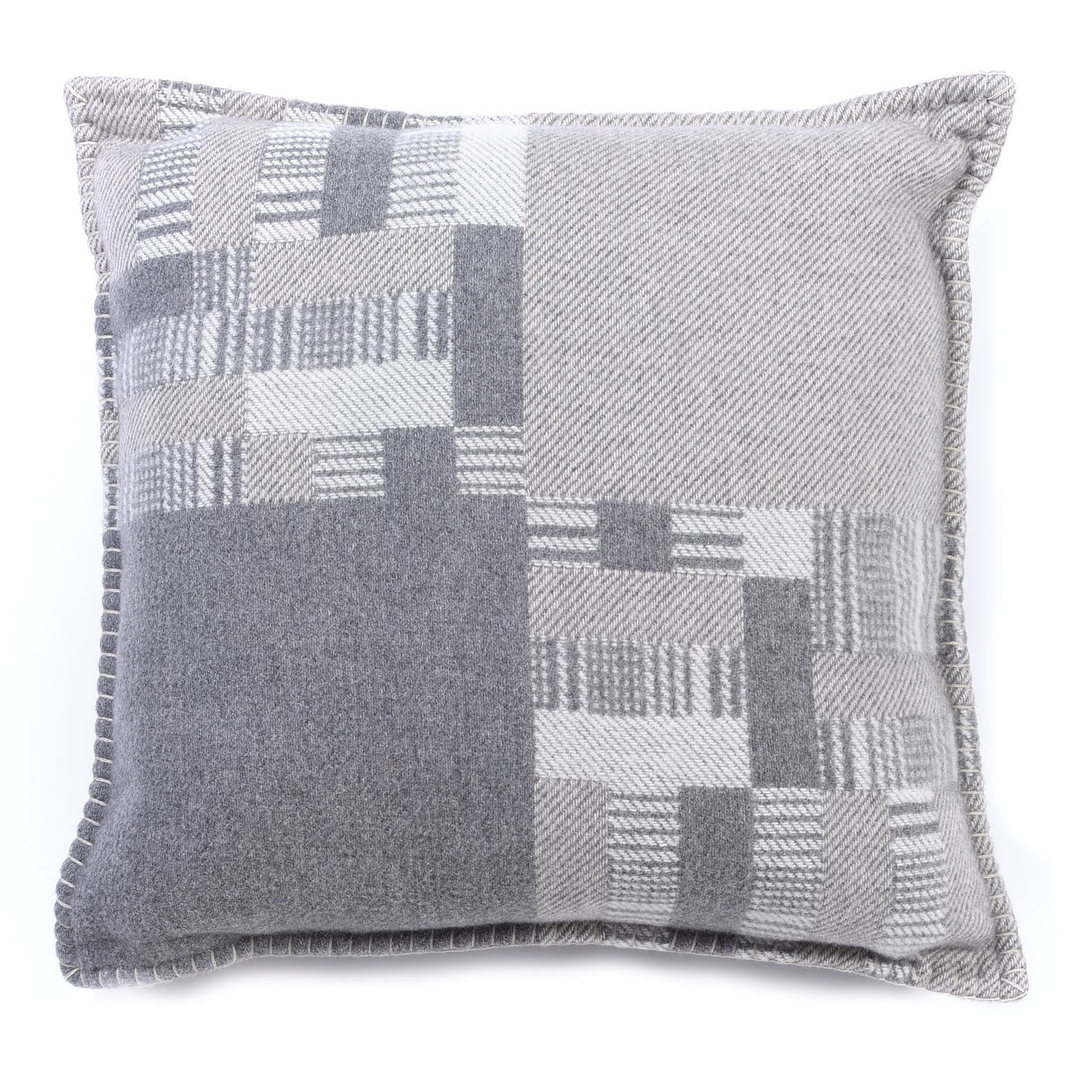 Wool Cashmere Avalon Paper Block Pillow Gris Acier