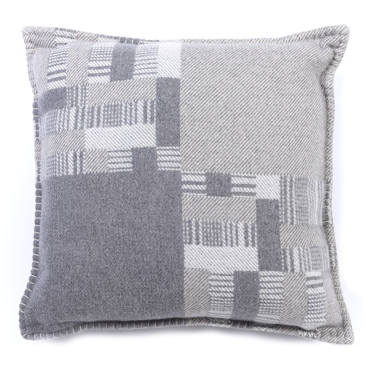 Hermes Wool Cashmere Avalon Paper Block Pillow Gris Acier 1 of 3