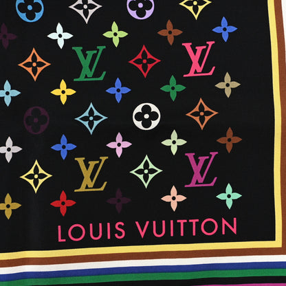 Louis Vuitton LV X TM Silk Monogram Multicolor Square 90 Scarf Black 2 of 3