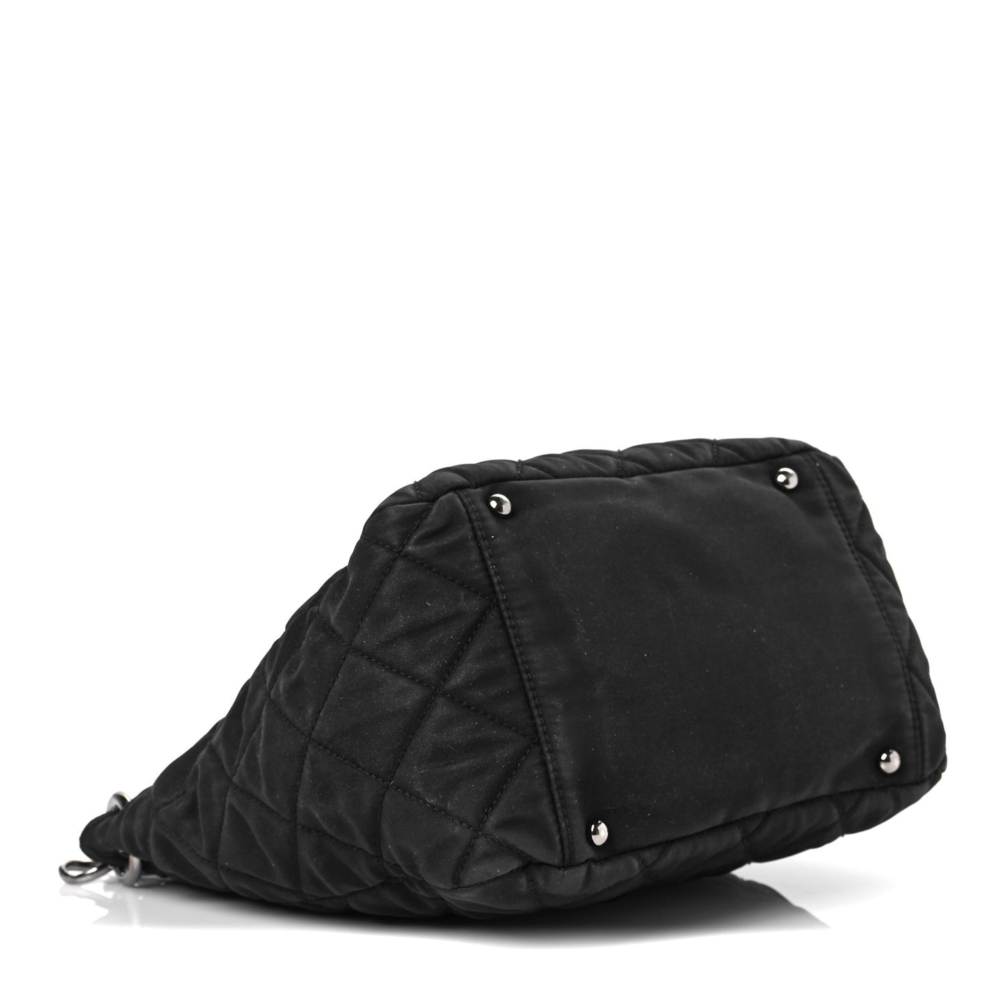 Lambskin Nylon Quilted Mademoiselle Shoulder Bag Black