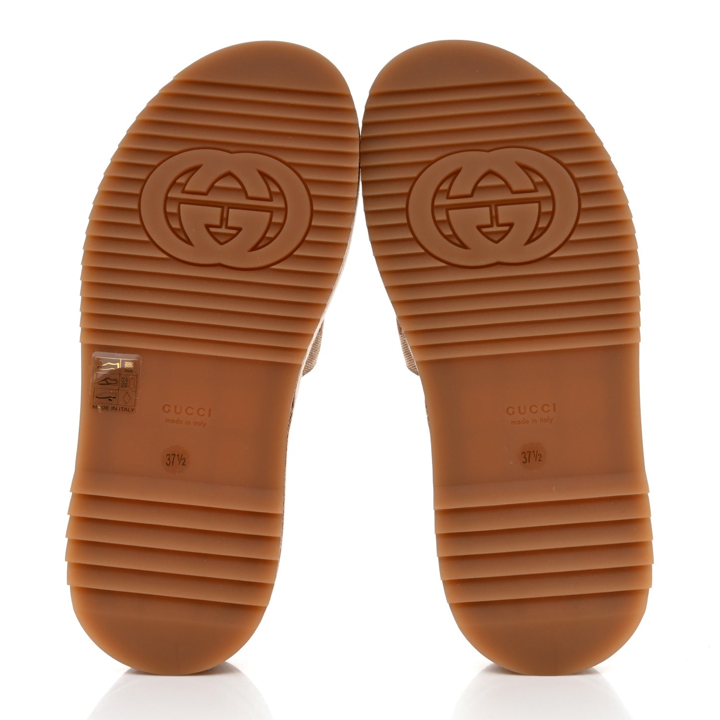Canvas GG Monogram Angelina Platform Slide Sandals 37.5 Beige Ruggine