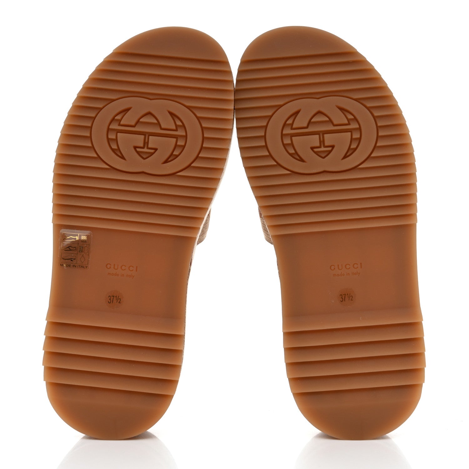 Gucci Canvas GG Monogram Angelina Platform Slide Sandals 37.5 Beige Ruggine 5 of 9