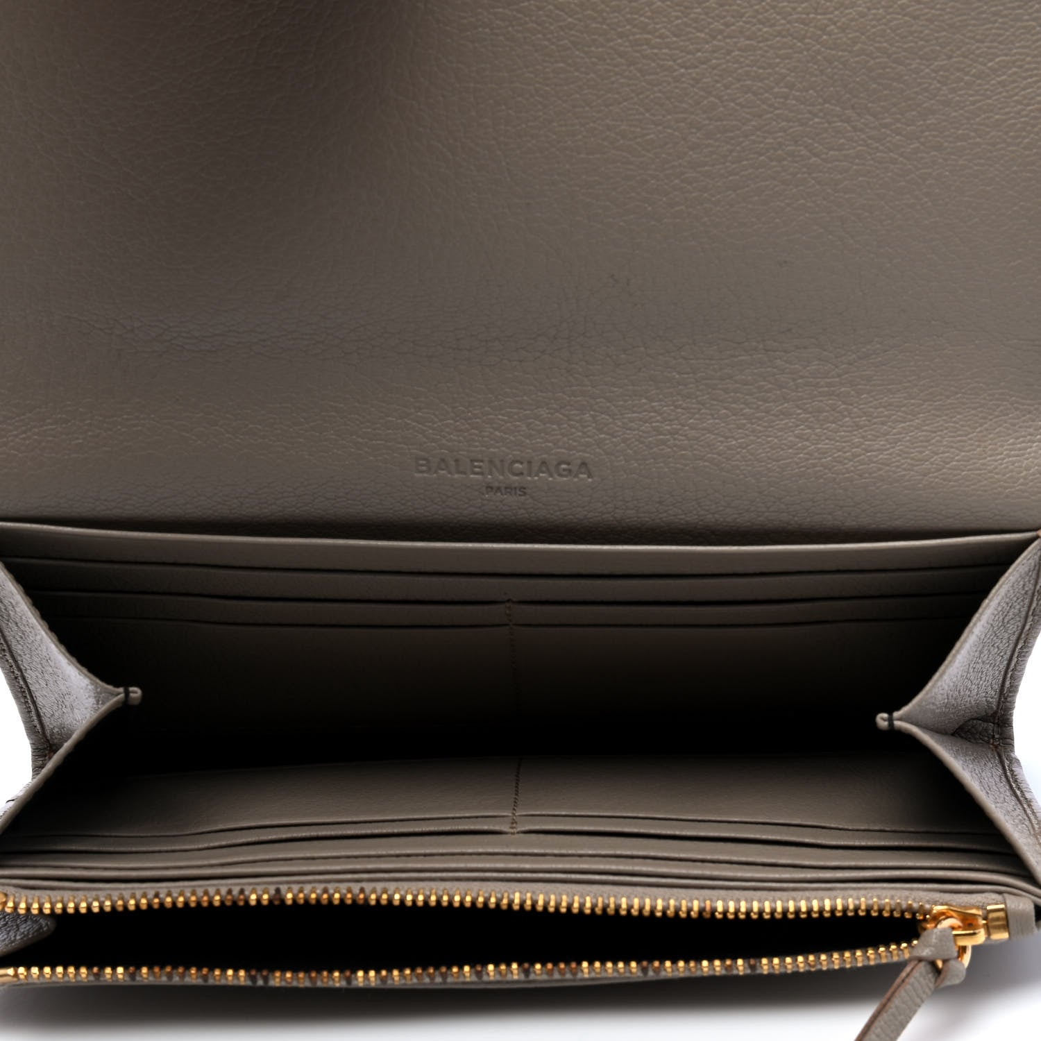 Balenciaga Chevre Gold Metallic Edge Hardware Zip Around Wallet Gris Taupe 3 of 5