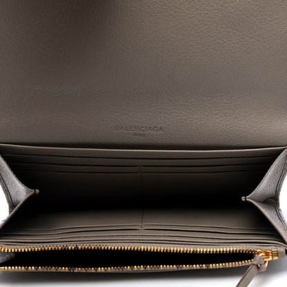 Balenciaga Chevre Gold Metallic Edge Hardware Zip Around Wallet Gris Taupe 3 of 5