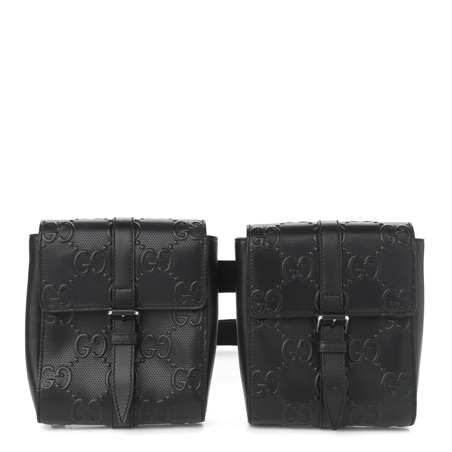 Calfskin GG Tennis Embossed 2 Detachable Pouch Belt Bag Black
