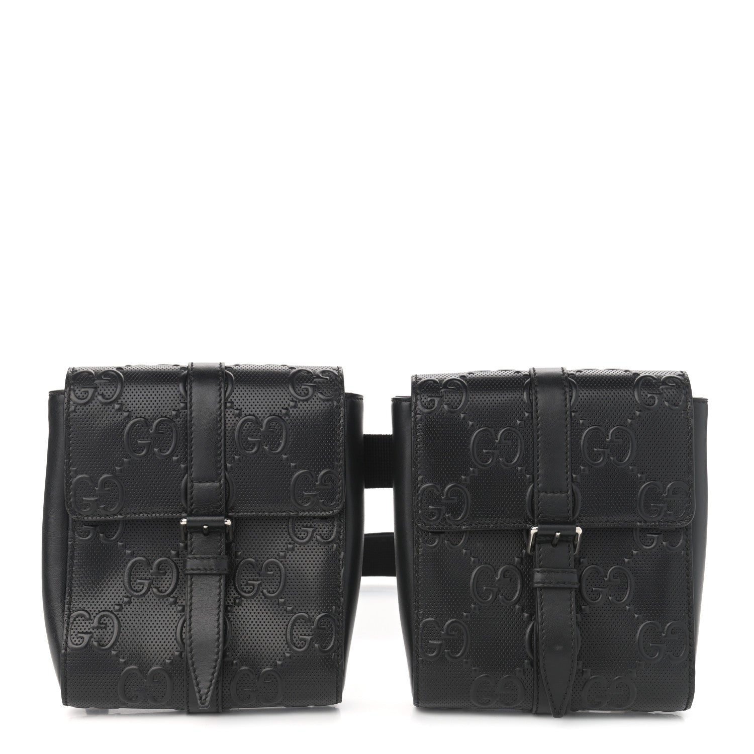 Gucci Calfskin GG Tennis Embossed 2 Detachable Pouch Belt Bag Black 1 of 11