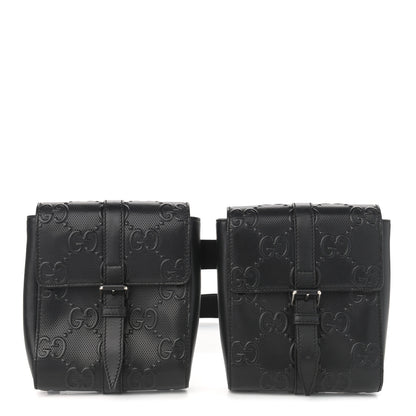 Gucci Calfskin GG Tennis Embossed 2 Detachable Pouch Belt Bag Black 1 of 11