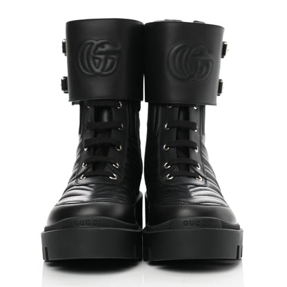 Gucci Nappa Frances GG Matelasse Platform Combat Boots 38.5 Black 2 of 9