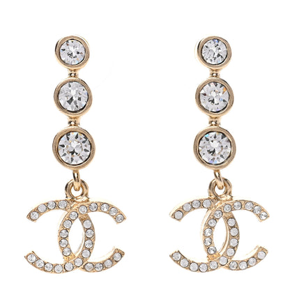 Chanel Crystal CC Drop Earrings Gold 1 of 4