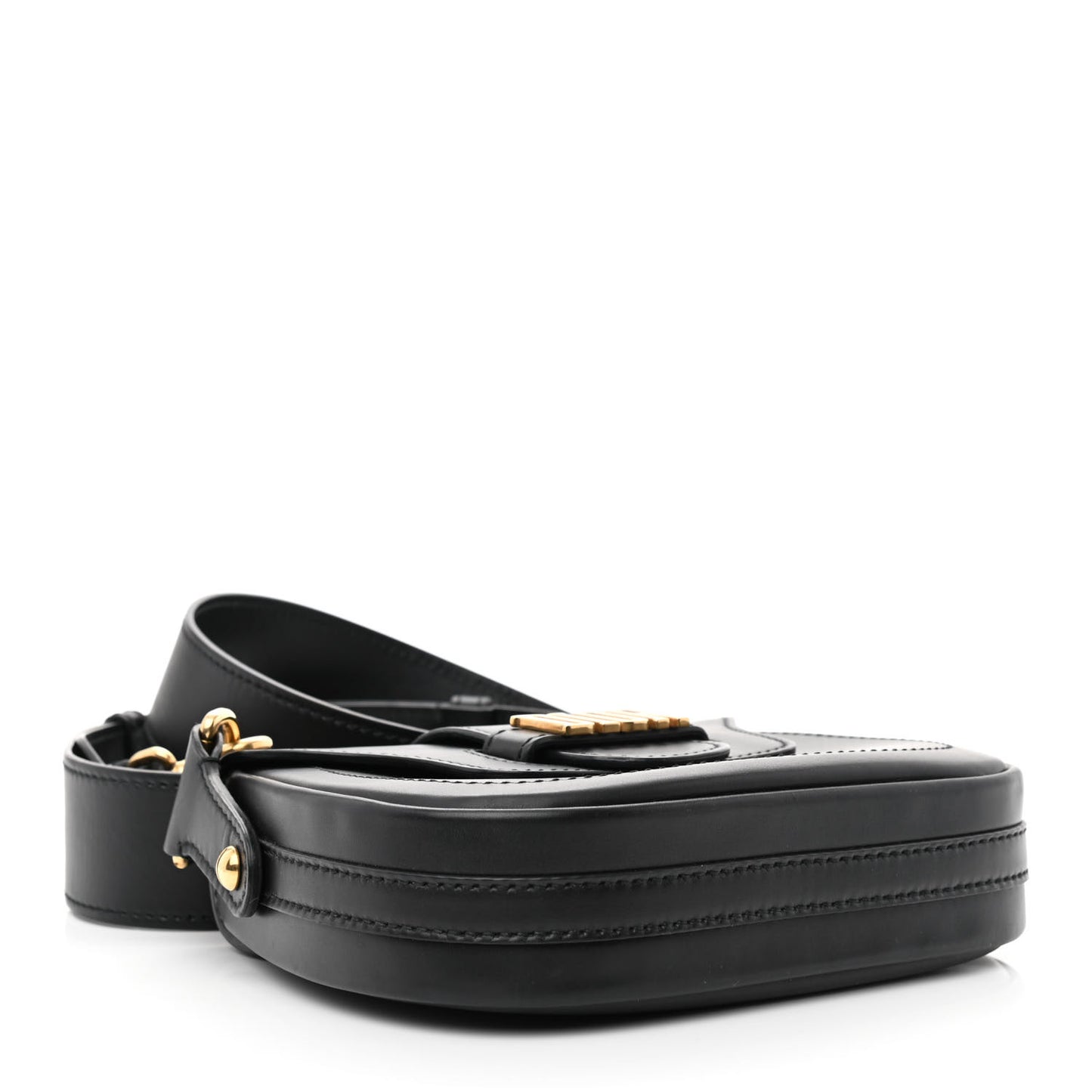 Calfskin D Fence Saddle Bag Black