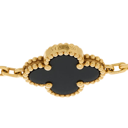 Van Cleef & Arpels 18K Yellow Gold Black Onyx 5 Motifs Vintage Alhambra Bracelet 4 of 4