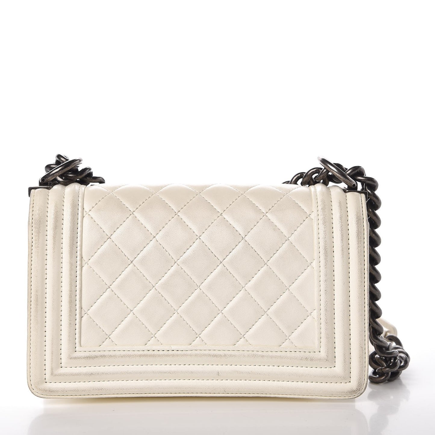 Lambskin Quilted Small Boy Flap Ivory