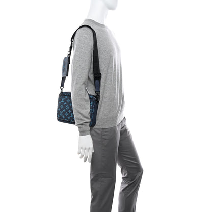 Louis Vuitton Calfskin Monogram Shadow Trio Messenger Navy River Blue 2 of 9