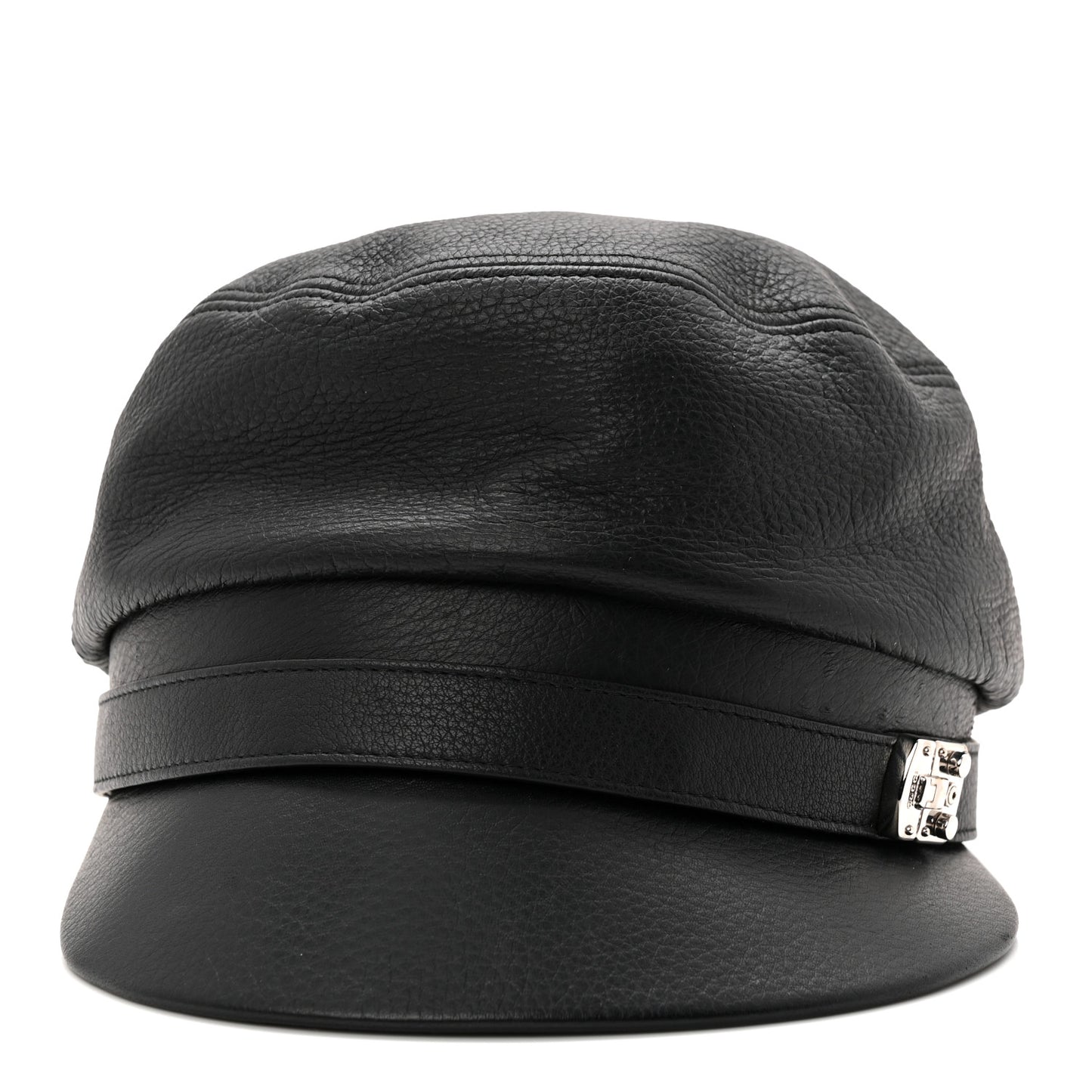 Calfskin Newsboy Hat S Black