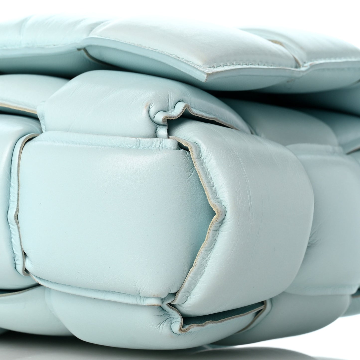 Paper Calfskin Maxi Intreccio Padded Cassette Crossbody Bag Ice
