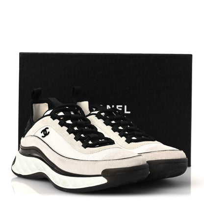 Chanel Fabric Suede Calfskin CC Sneakers 41 White Light Grey 11 of 11
