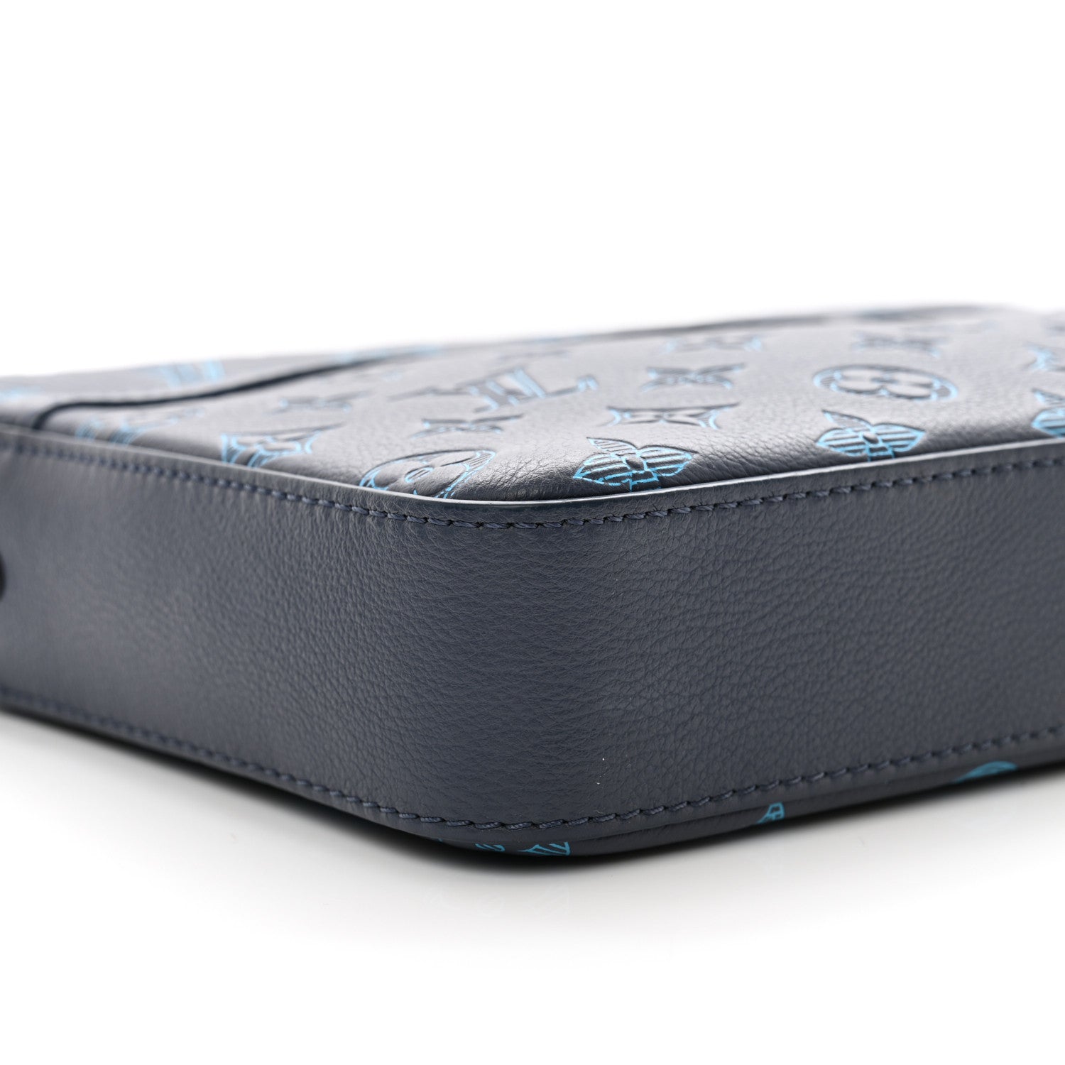 Louis Vuitton Calfskin Monogram Shadow Trio Messenger Navy River