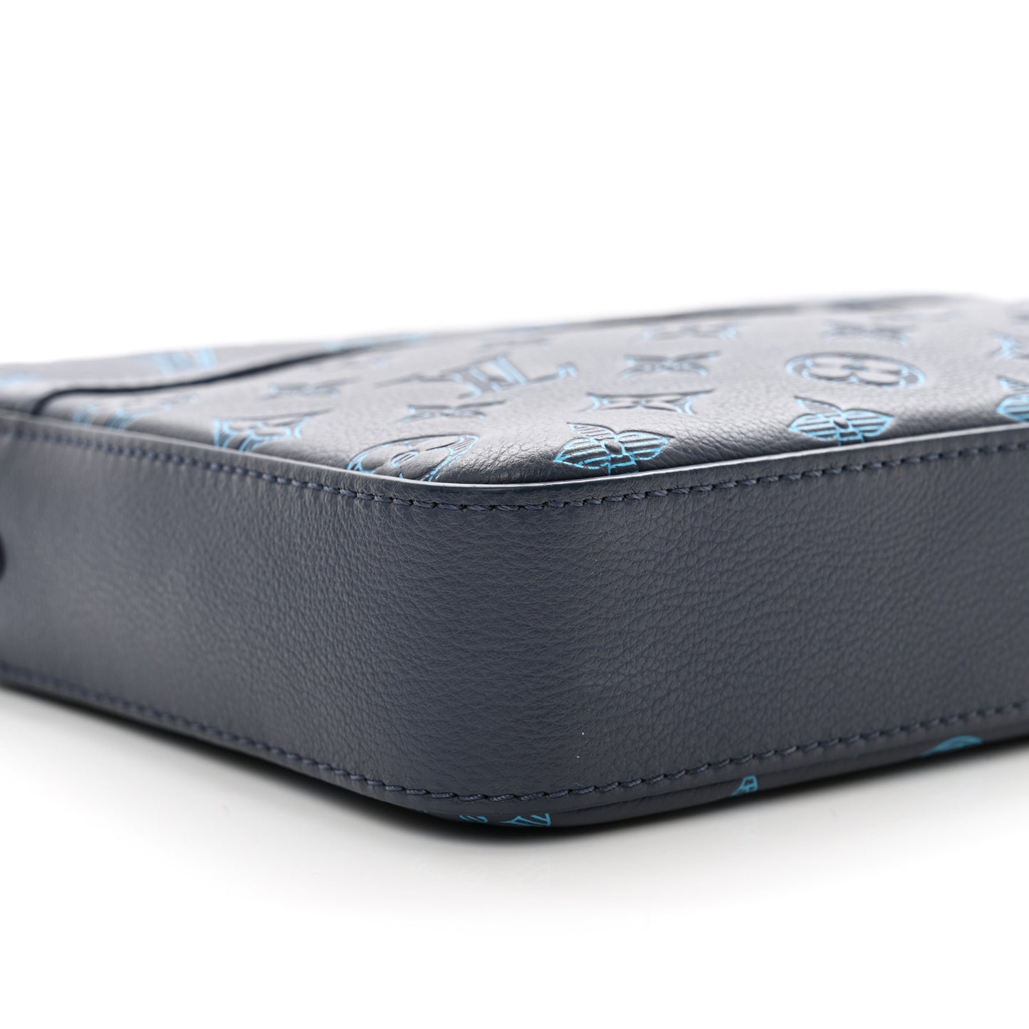 Calfskin Monogram Shadow Trio Messenger Navy River Blue