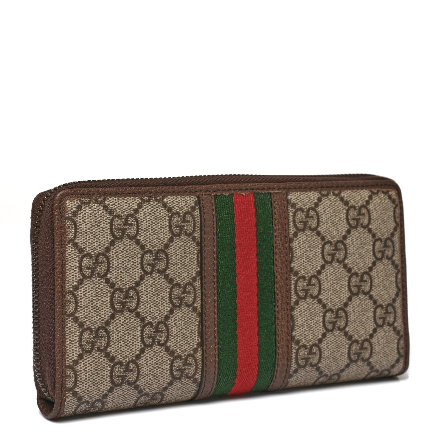 Gucci GG Supreme Monogram Web Ophidia Zip Around Wallet Brown 3 of 8