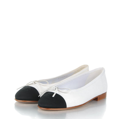 Chanel Fabric Glitter Cap Toe CC Ballerina Flats 35 White Black 3 of 7