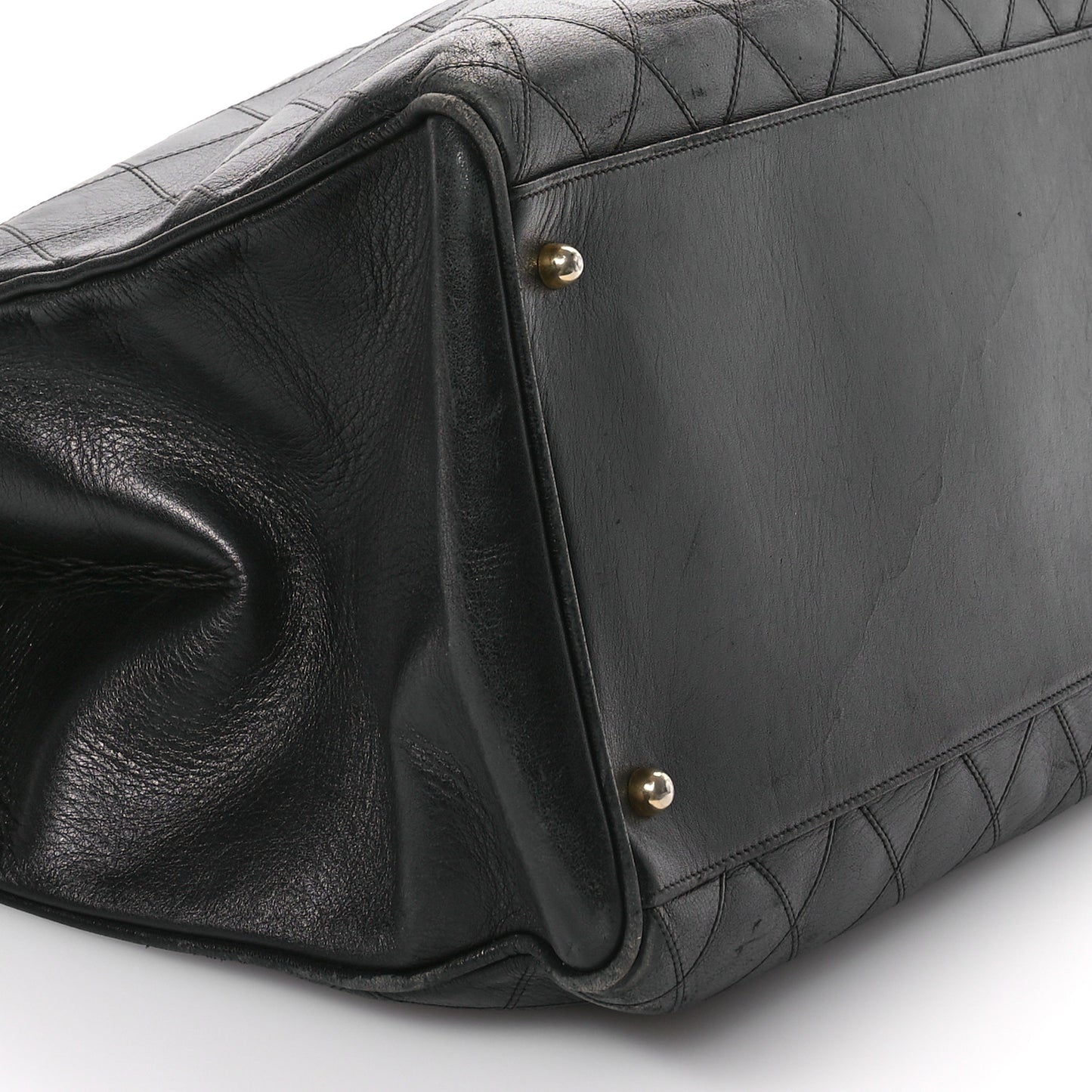 Calfskin Stitched XL Weekender Black