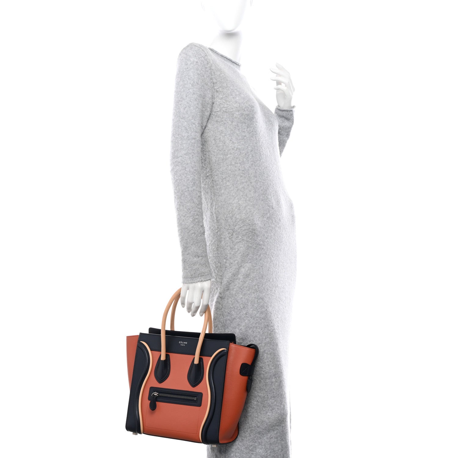 Celine Smooth Calfskin Nubuck Micro Tri-Color Luggage Brick 2 of 10