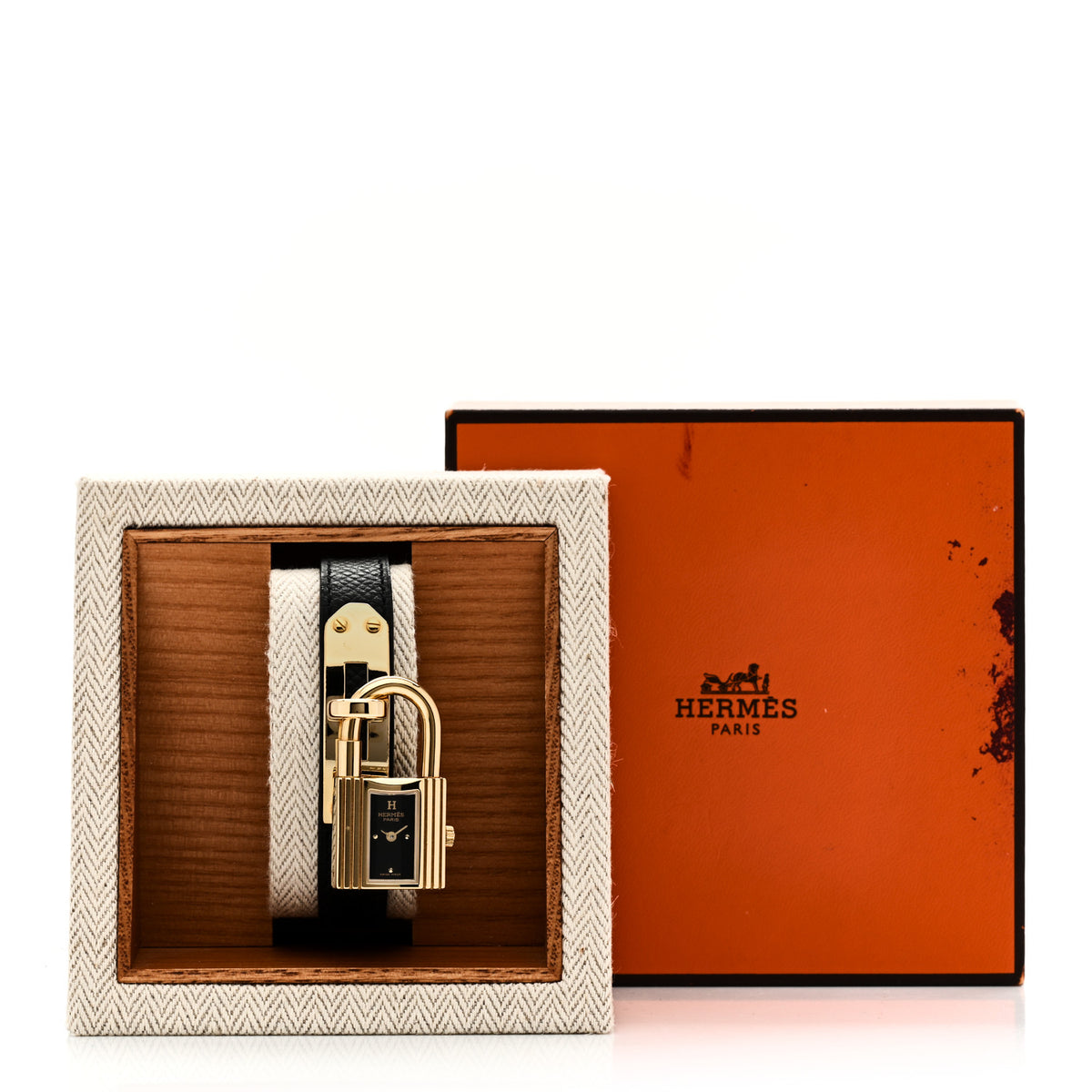 Hermes Stainless Steel Epsom 20mm Kelly Cadena Quartz Watch Noir 6 of 6