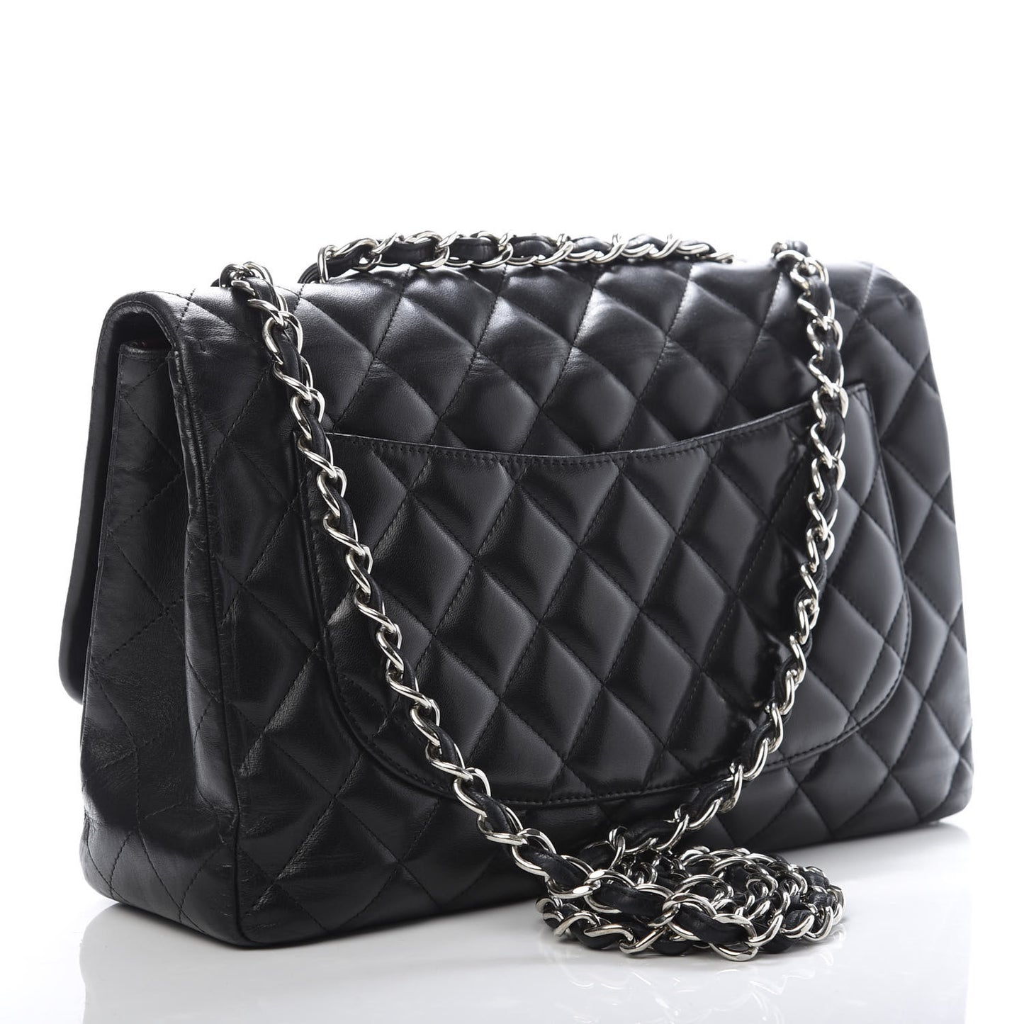Lambskin Quilted Jumbo Single Flap Black