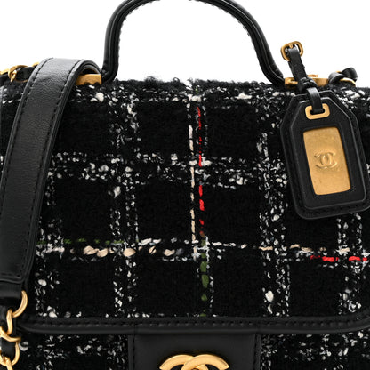 Chanel Tweed Calfskin School Memory Mini Top Handle Flap Black White Red Green Beige 8 of 10