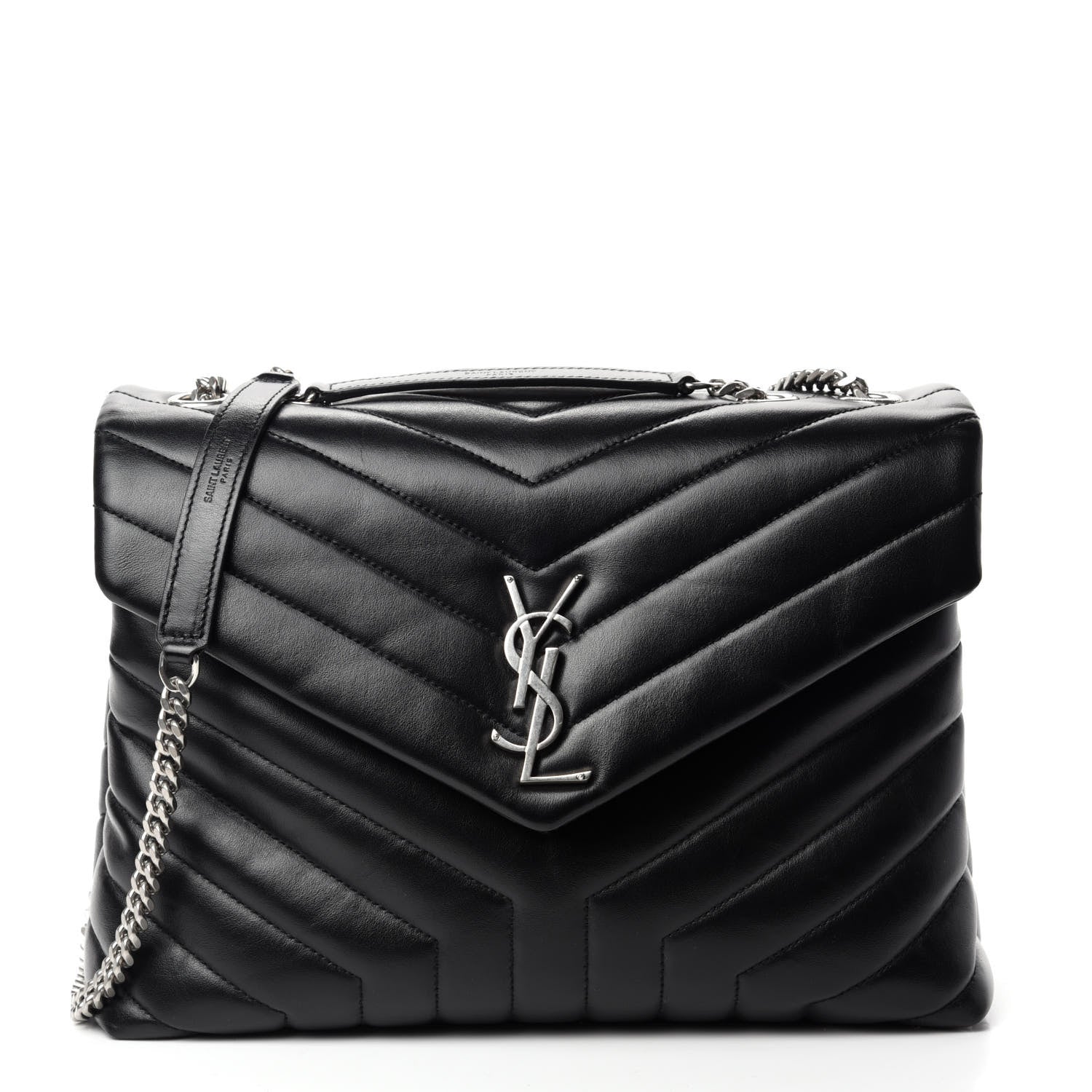 Saint Laurent Calfskin Y Quilted Monogram Medium Loulou Chain Satchel Black 1 of 11